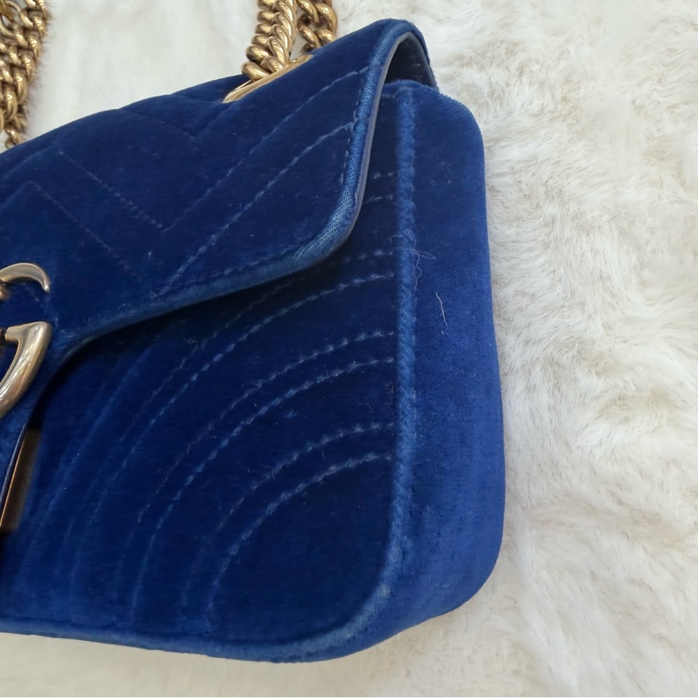 GUCCI Blue Marmont Quilted Crossbody/Shoulder Bag - Picture 6 of 13